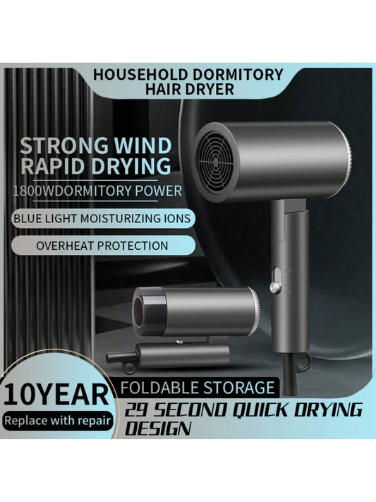 1PC  US Foldable Hair Dryers Quick Dry Portable Blow Drier 1400W Blue Light Negative Ion Hair Care For Dormitory Students Home