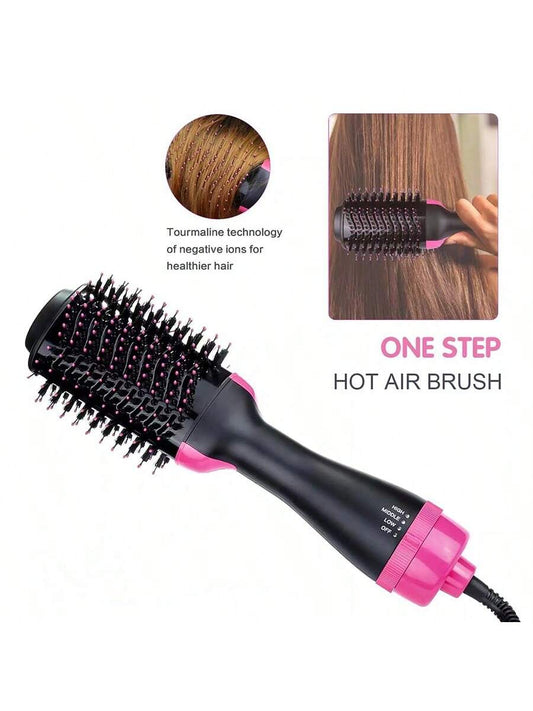 1pc 3 In 1 Electric Ionic Hot Air Comb For Straightening & Curling Hair