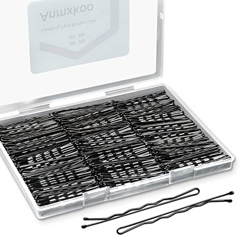 𝟒𝟓𝟎𝐏𝐜𝐬 Bobby Pins Black, Anmxkoo Premium Hair Pins for Women Girls with Box, Reusable Non Slip Lock In Place Hair Pin for Hair Buns Thick Hair Thin Hair and All Hair Types, 2.2IN